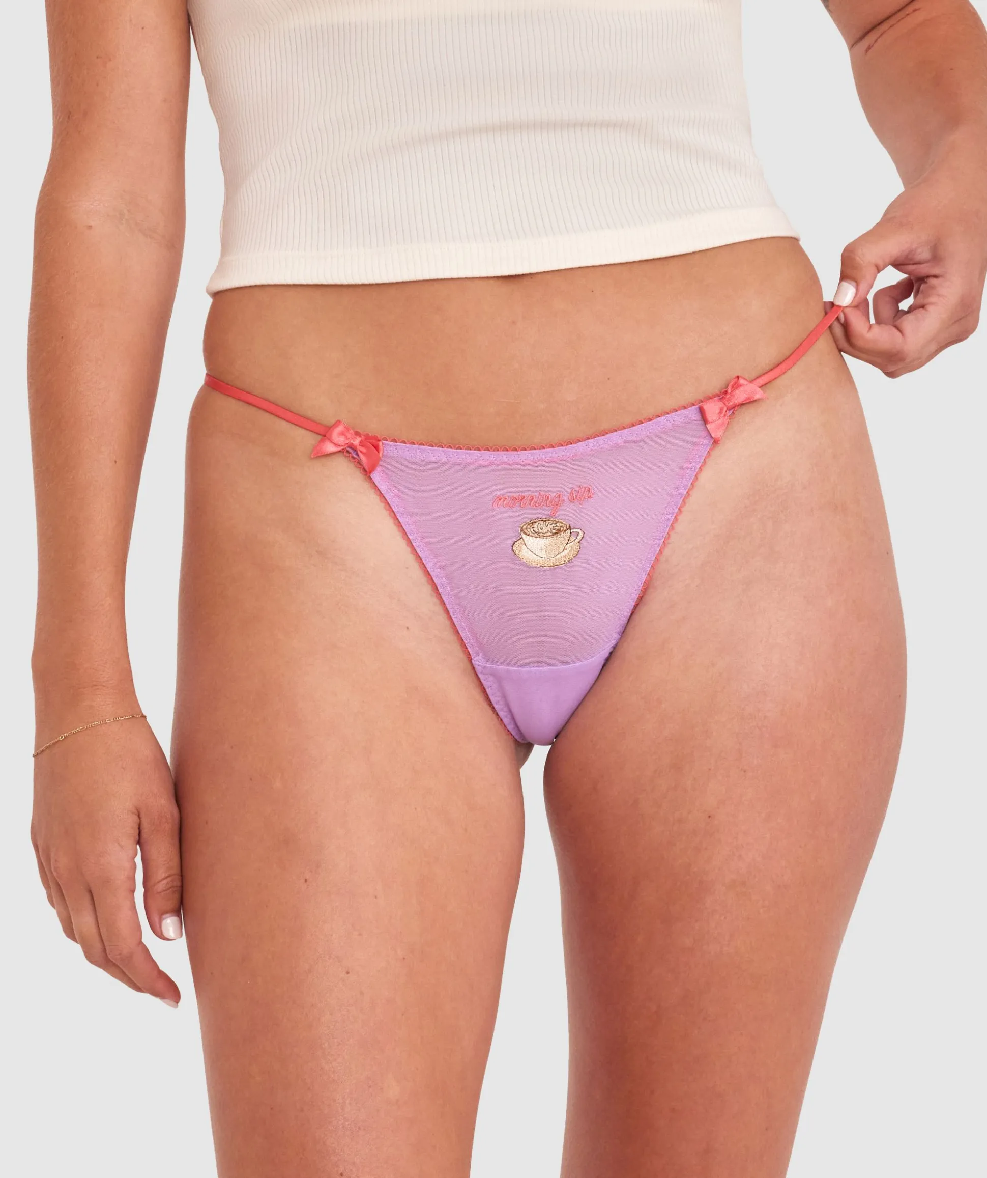 Morning Sip High Leg String - Light Purple