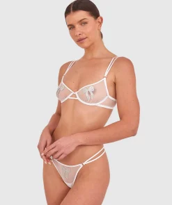 Night Games Bedazzle Me Unlined Bra & String Set - Silver