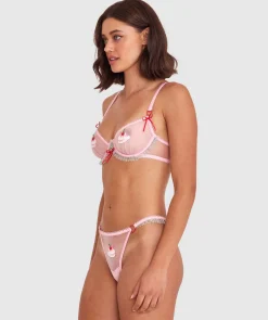 Night Games Bottomless Brunch Unlined Bra - Light Pink/ Mint Green