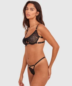 Night Games Cherry Delight Unlined Bra & String Set - Black