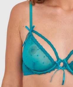 Night Games Dusk Till Dawn Unlined Bra & String Set - Teal