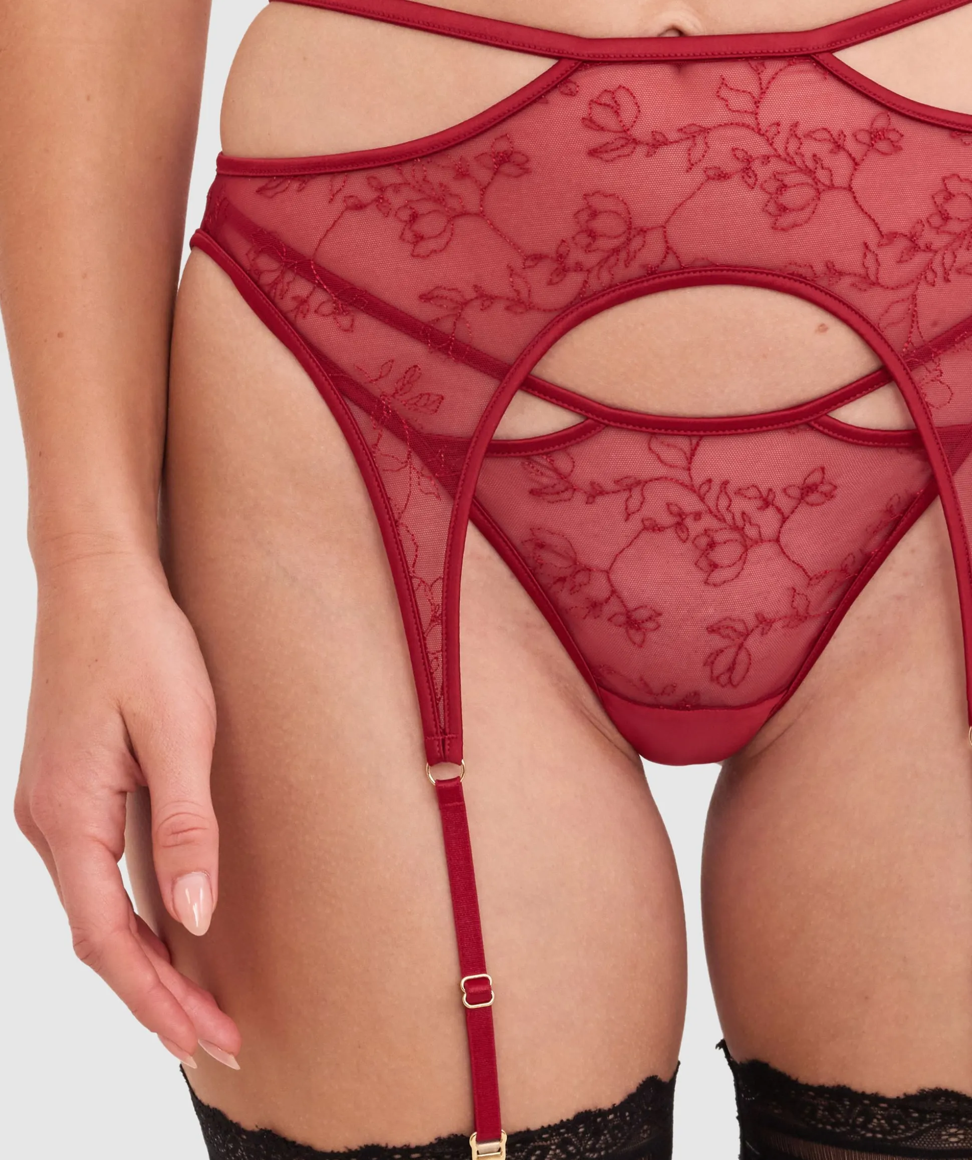 Night Games Fainthearted Suspender - Berry