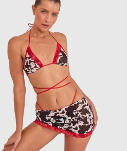 Night Games Hoedown 3 Piece Set - Print/Dark Red