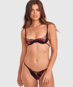 Night Games Rose Among Thorns Unlined Bra - Black