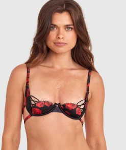 Night Games Rose Among Thorns Unlined Bra - Black