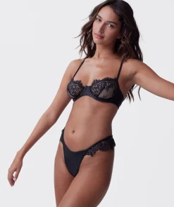 Night Games You'll Miss Me Unlined & String Set - Black