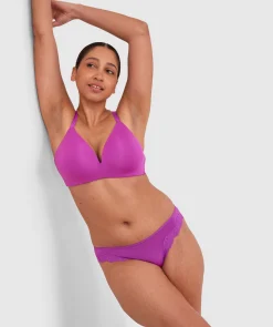 NKD High Leg Lace Brazilian Knicker - Purple