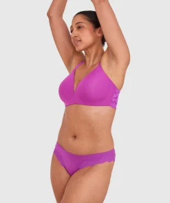 NKD High Leg Lace Brazilian Knicker - Purple