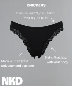 NKD High Leg Lace Brazilian Knicker - Pink