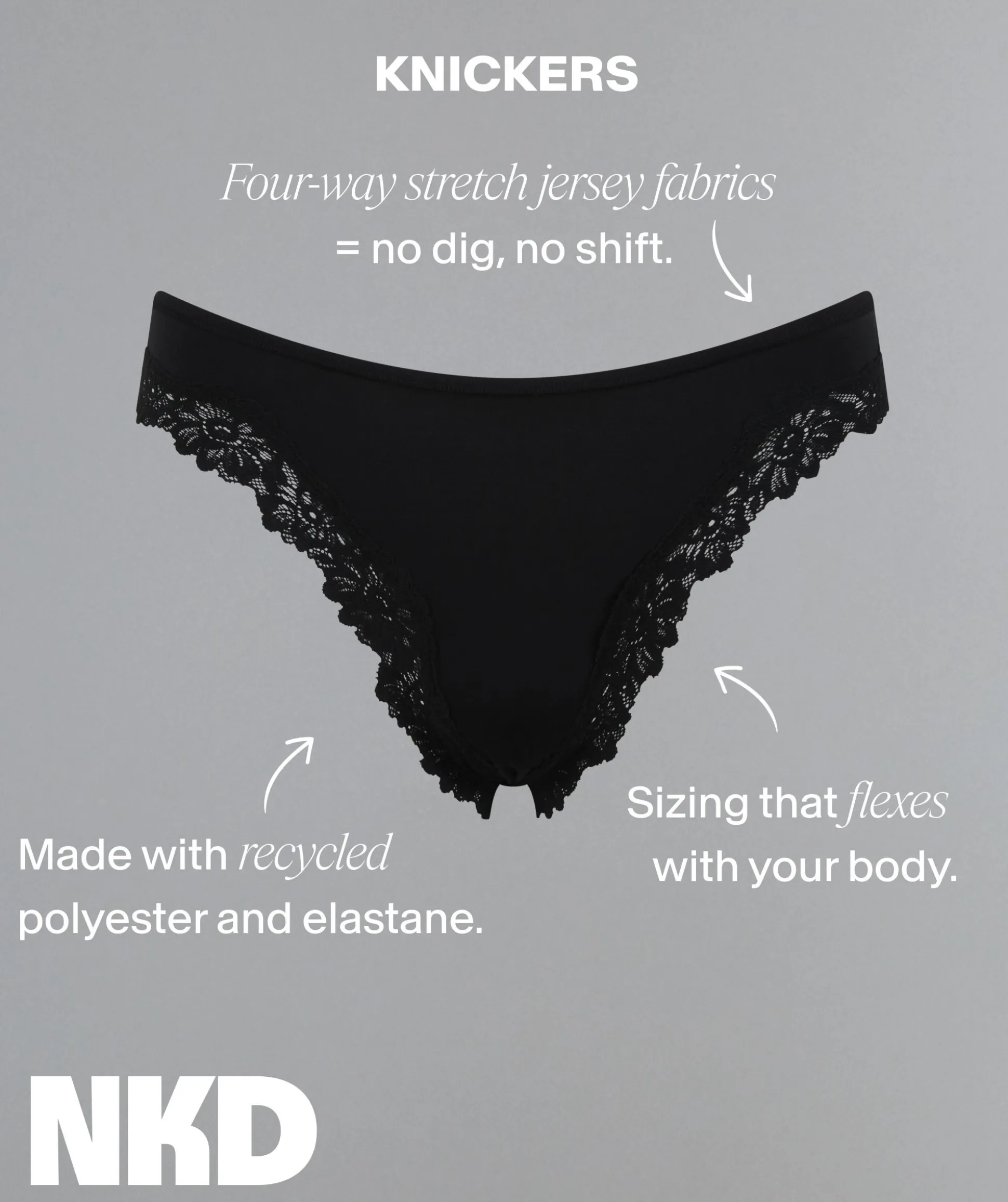 NKD High Leg Lace Brazilian Knicker - Pink