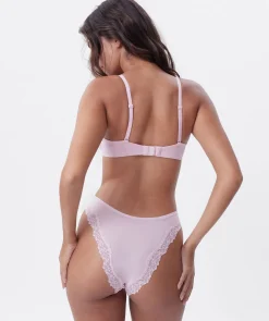 NKD High Leg Lace Brazilian Knicker - Pink