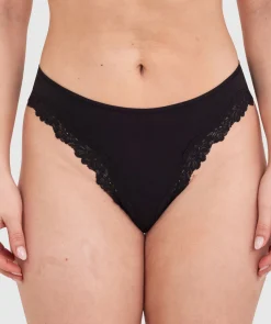 NKD High Leg Lace Brazilian Knicker - Black