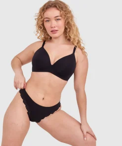 NKD High Leg Lace Brazilian Knicker - Black