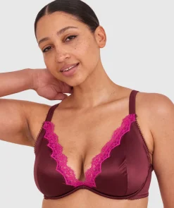Paris Unlined Bra - Dark Rust/Magenta