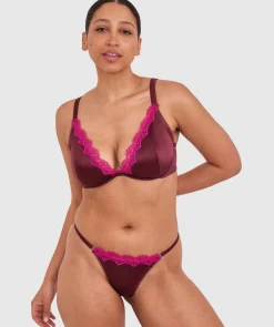 Paris Unlined Bra - Dark Rust/Magenta