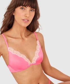 Paris Unlined Bra - Hot Pink / Cream