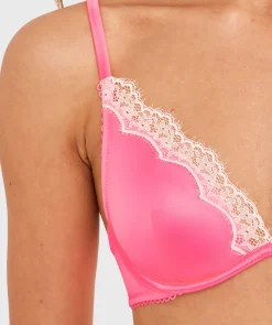 Paris Unlined Bra - Hot Pink / Cream