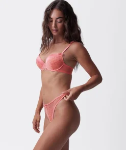Patricia High Leg G String - Dark Coral