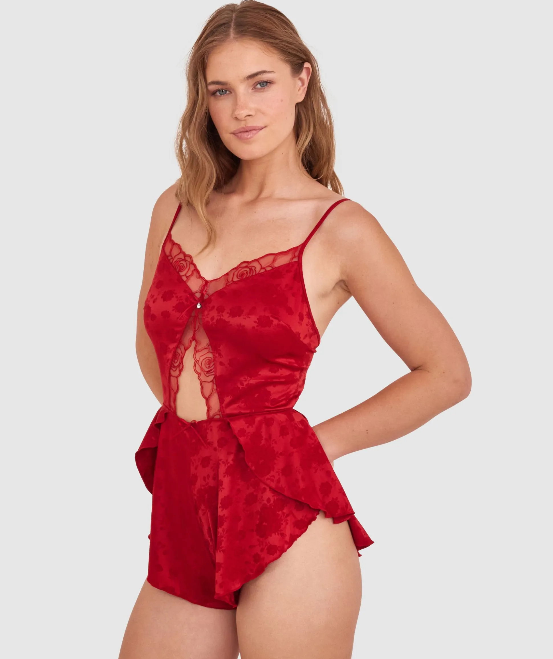 Rosalie Playsuit - Dark Red 2