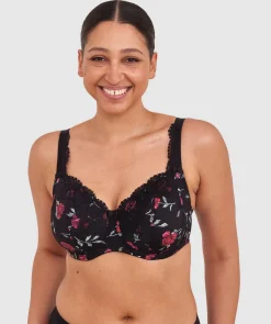 Sapphire Full Coverage Underwire Bra - Print Floral/Black