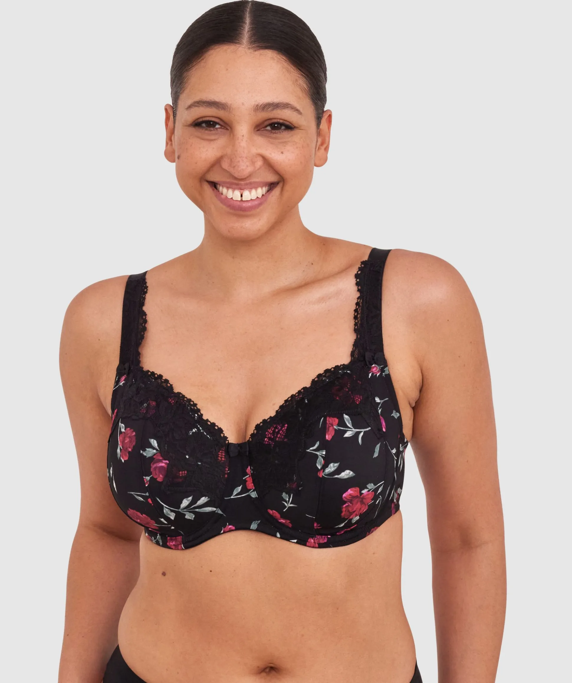 Sapphire Full Coverage Underwire Bra - Print Floral/Black
