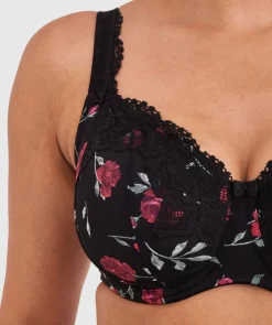 Sapphire Full Coverage Underwire Bra - Print Floral/Black