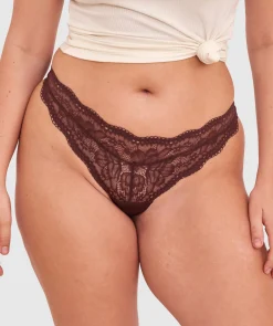 Sara High Leg G String - Dark Brown