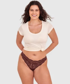 Sara High Leg G String - Dark Brown