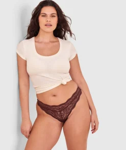 Sara High Leg G String - Dark Brown