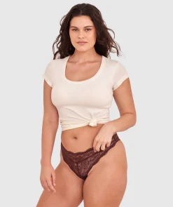 Sara High Leg G String - Dark Brown