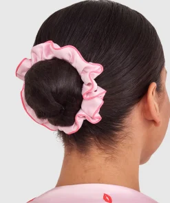 Scrunchie With Piping - Blush Pink/Red
