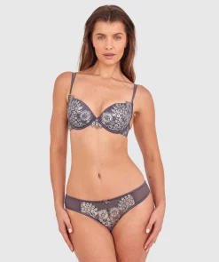 Silvia Brazilian Knicker - Dark Grey/Silver
