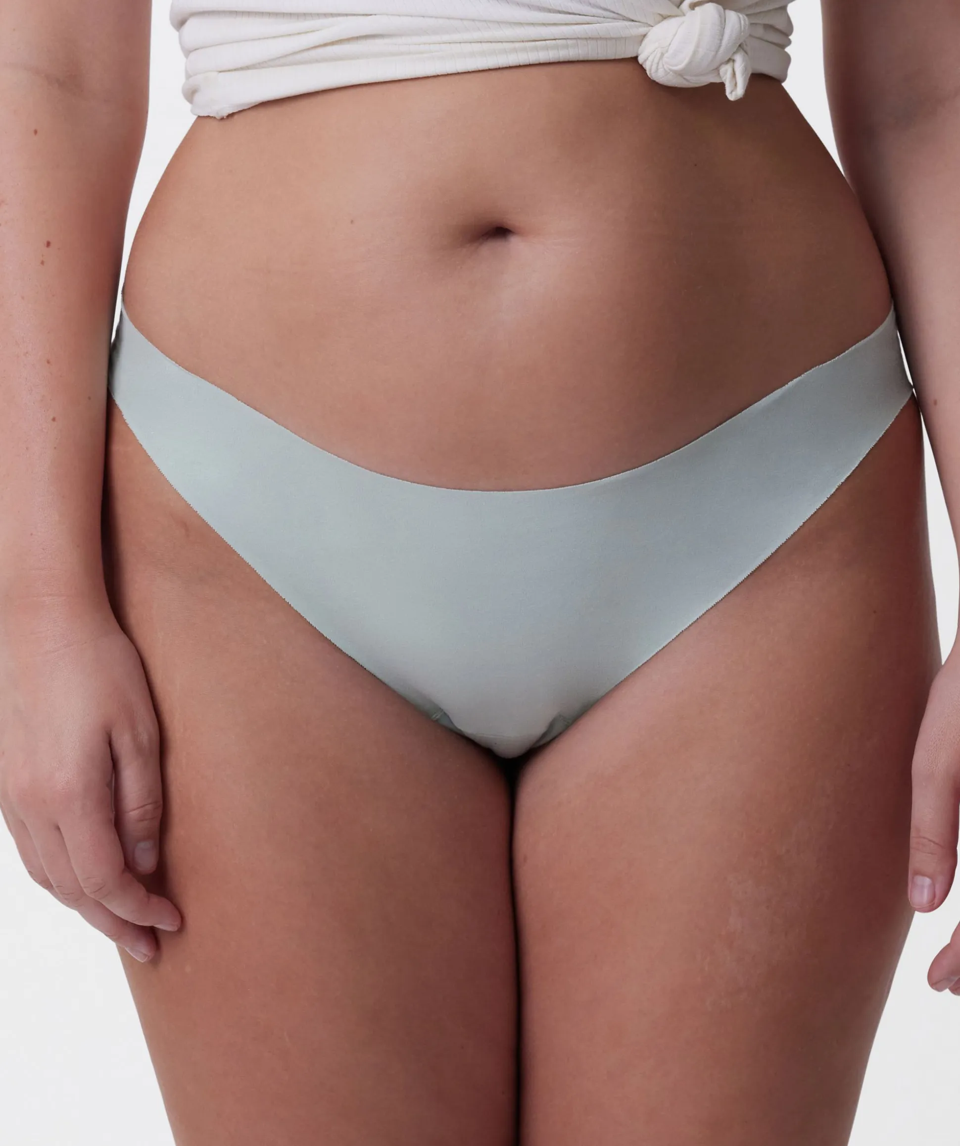 Smooth Comfort Cotton Brazilian Knicker - Light Green