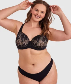 Smooth Comfort Lace V String Knicker - Black/ Black