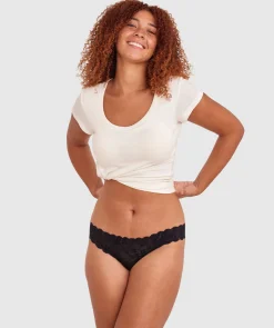 Smooth Lace Brazilian Knicker - Black