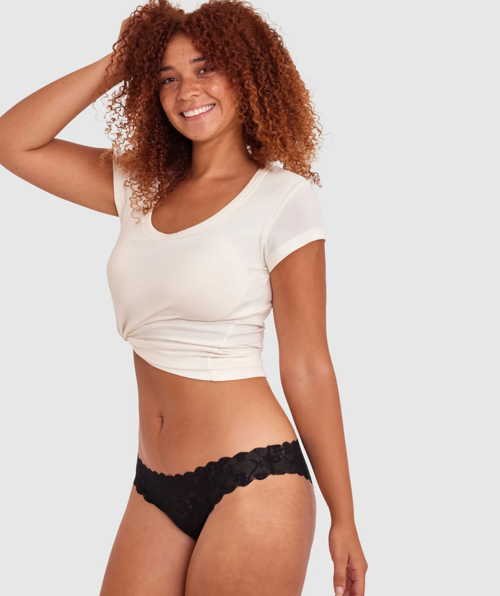 Smooth Lace Brazilian Knicker - Black