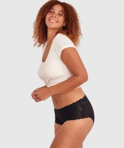 Smooth Lace Full Brief - Black