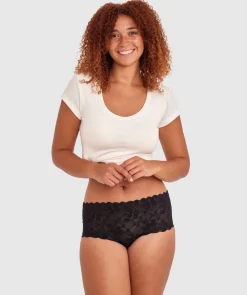 Smooth Lace Full Brief - Black