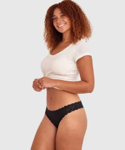 Smooth Lace G String - Black