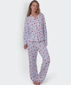 Strawberry Patch Long Pant - Light Blue