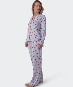 Strawberry Patch Long Sleeve - Light Blue/ Print