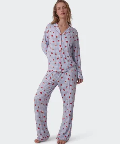 Strawberry Patch Long Sleeve - Light Blue/ Print
