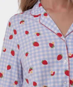 Strawberry Patch Long Sleeve - Light Blue/ Print