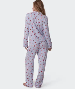 Strawberry Patch Long Sleeve - Light Blue/ Print