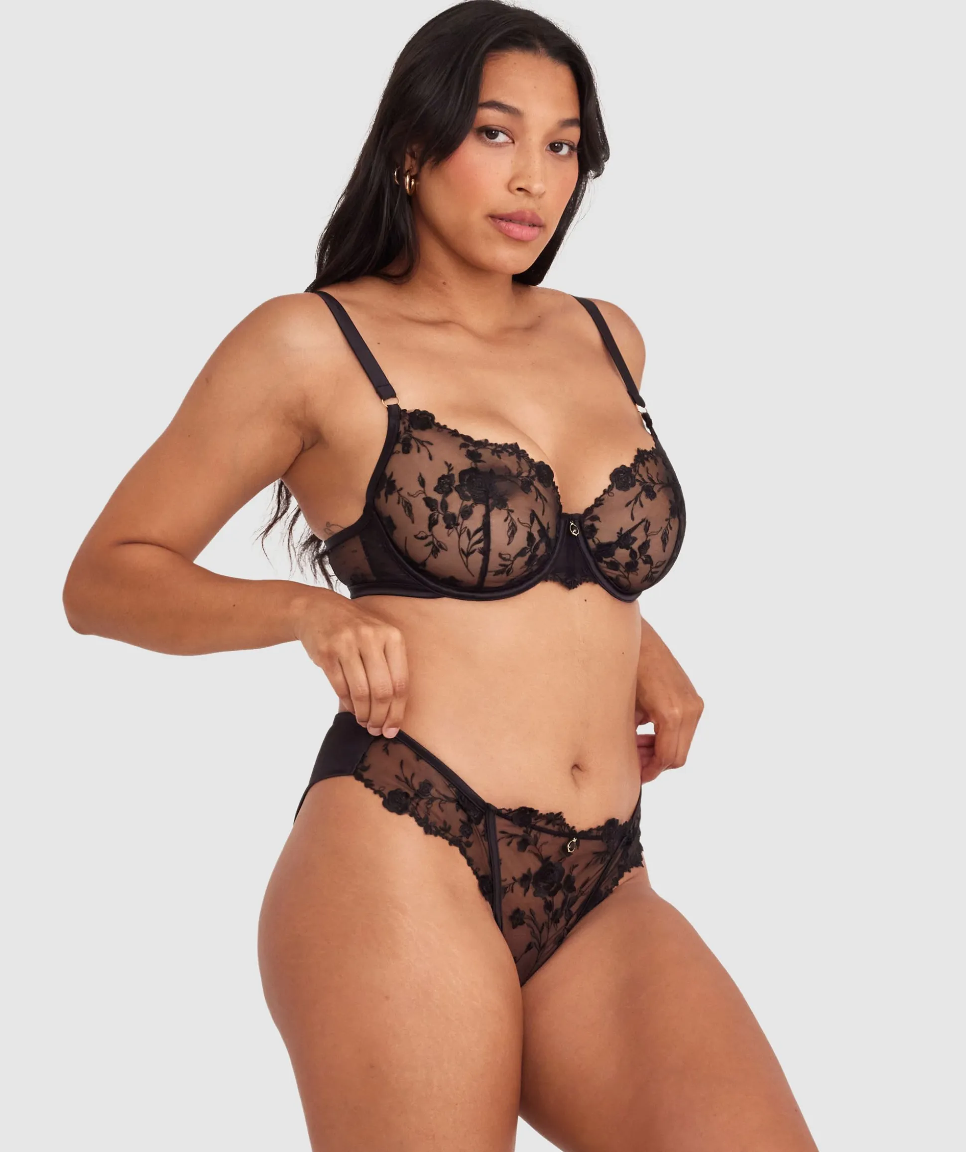 Vamp All Yours High Leg Brazilian Knicker - Black