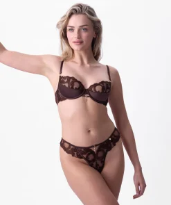 Vamp Dark Temptation High Leg Brazilian Knicker - Dark Brown