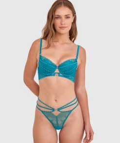 Vamp Eyes On You High Leg String - Teal