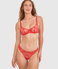 Vera High Leg Brazilian Knicker - Light Red