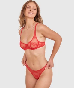 Vera High Leg G String - Light Red