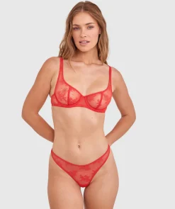 Vera High Leg G String - Light Red